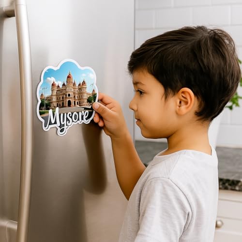 Image of Naxon Mysore City Theme Souvenir Wooden Fridge Magnet for Refrigerator - Printed Fridge Magnet for Kitchen & Home Decor | Perfect Souvenir Gift | Size 3x3 in | Pack of 1