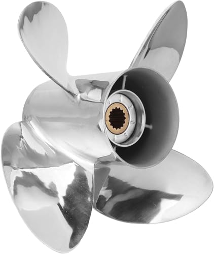 Image of Stainless Steel Boat Propeller 4 Blades Compatible with Yamaha Engines 60HP 70HP 75HP 80HP 85HP 90HP 115HP 130HP Right Hand Rotation 15 Spline Tooth