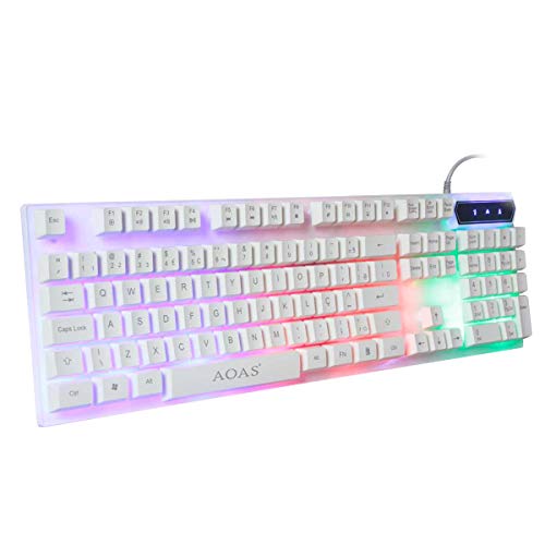 Kit Teclado E Mouse Gamer Colorido Usb Pc Multimídia Branco Informática PC NOtebook