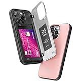 [TORU CX HYBRID] iPhone 15 Pro用 ウォレットケース |隠し 2 クレジット カード スロット ホルダー付き二層スリム保護ハード カバー - ピンク