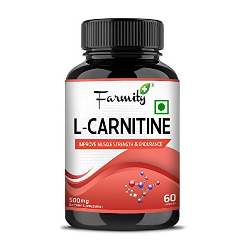 Image of Farmity L- Carnitine L- Tartrate 500mg Capsule- 60 Capsules Fat Burner Pre-Workout Muscle Recovery and Performance Enhancement Supplement Rich in Amino Acids