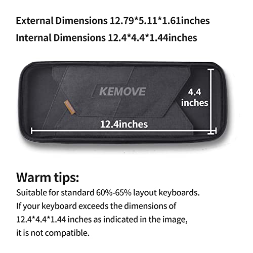 Dierya Kemove X Keyboard Travel Case, Hard Eva Sleeve Carrying Cover Bag For 60% 65% Wired/Wireless Bluetooth Mechanical Gaming Keyboard, Black #TOP5