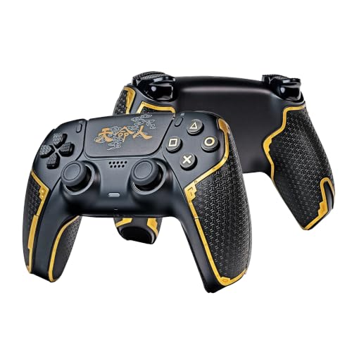 Controller Grips for PS5 DualSense, Skin kit,Anti-Skid, Multi-Texture, Sweat Absorption, Pre-Cut Grips Tape, by SHADOW BOOLT (Black &amp; Gold, Guardian Series 2.0 for DualSense)
