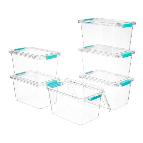 Image of Vtopmart 6 Pack 5 Qt Clear Storage Bins with Lids for Toy & Craft Storage | Stackable Plastic Toy Bin for Home, Classroom, Plastic Art & Craft Storage Container, BPA-Free Organizer Box
