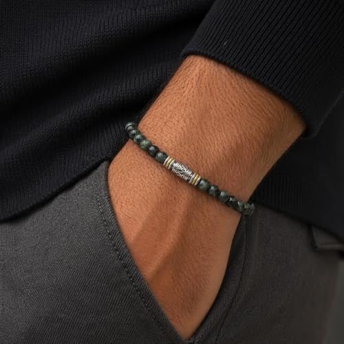 Pulsera de jade verde oscuro para hombre miniatura 4