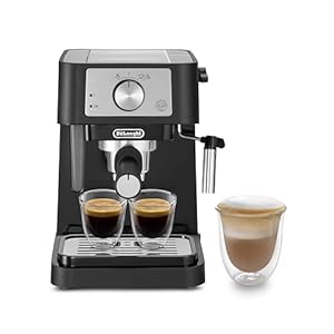 De’Longhi Stilosa EC 260.BK – traditionelle Siebträgermaschine inkl. Tamper, Espressomaschine mit professionellem Milchaufschäumer, für Espressopulver oder ESE Pads, 1 l Wassertank, schwarz
