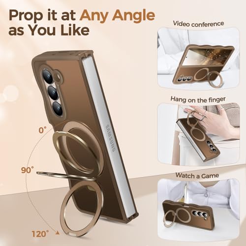 Image of Cute Wavy Magnetic Stand Case for Galaxy Z Fold 5 Fit for MagSafe