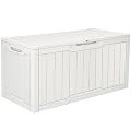 YITAHOME 100 Gallon Large Outdoor Deck Box, Waterproof Resin Storage Box, Lockable Indoor Outdoor Storage Container for Patio Furniture Cushions, Pool Accessories, Garden Tools, White