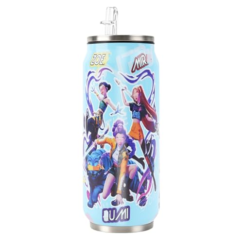 Image of yumcute 500ml K pop Water Bottle, Insulated Travel Mug, Leakproof Stainless Steel Water Bottle with Straw for School,Camping,Travel,Party, Kids Aldult