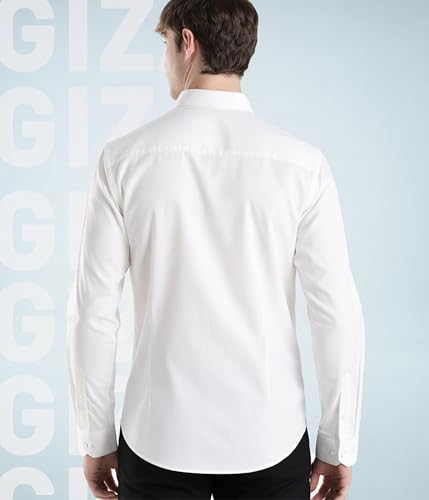 Image of TURMS Men's Premium Egyptian Giza Cotton Solid Shirt | Anti Odor Water Repellent | Breathable & Stretchable