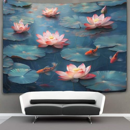 Tapisserie poisson et feuille de lotus zen pour transformer l ambiance d une chambre dortoir