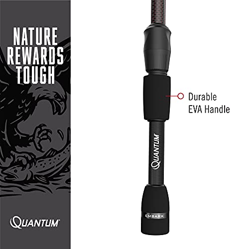 Quantum Embark Telescopic Spinning Fishing Rod, 18-Inches To 6-Foot 6-Inch Telescopic Fishing Pole, Im6 Graphite Fishing Pole, Moderate Action, Medium Power, Split-Grip Eva Handle, Black #TOP2