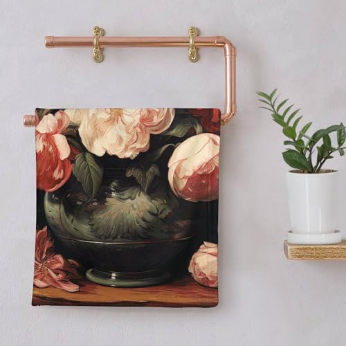 Serviette de bain absorbante séchage rapide à fleurs rose