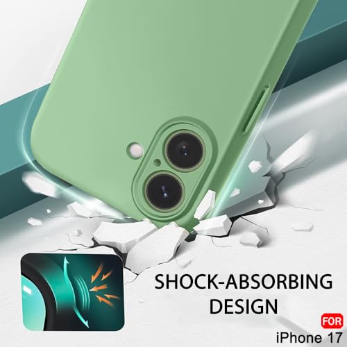 Image of TheGiftKart Liquid Silicone Back Cover Case for iPhone 17 | Soft Micro-Fibre Lining Inside | Camera & Screen Protection | Shockproof Back Cover Case for iPhone 17 (Silicone, Green)