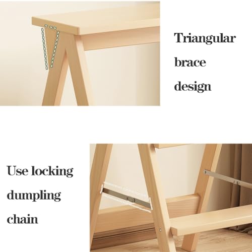 Taburete plegable de 3 escalones, escalera de madera portátil para cocina 6