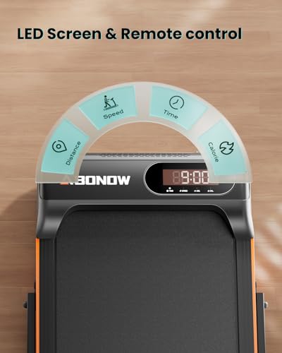Image of Abonow Portable Walking Pad with Handle Bar for Home & Office, 2 in 1 Under Desk Treadmill with 8% Incline, 2.5HP Small Foldable Compact Treadmills Walking Machine, LED Display, 265 LBS