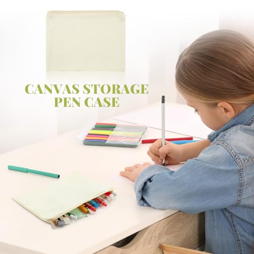 Image of 16 Pieces Canvas Zipper Pouch,Canvas Pencil Case Blank Makeup Bags,Multi-Purpose Relatively Travel Toiletry Bags,Blank DIY Craft Bag,Glasses,Coins, Cellphones, Invoice,Pencil Bag