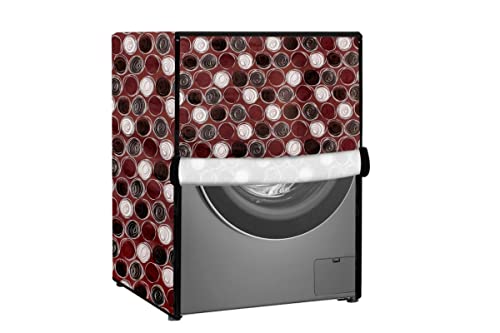 Image of Stylista Washing Machine Cover Compatible for Bosch 8 kg Front Load WAT24463IN Abstract Pattern Maroon