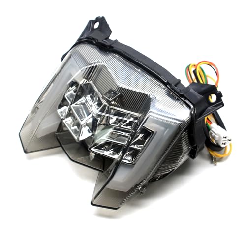Image of MZS Motorcycle Tail Light LED Turn Signal Integrated for MT09 FZ09 17-20 | LED Integrated Rear Turn Signal Blinker Running Brake Taillight, Waterproof Dustproof Smoke Lens, Amber Red Dual Color Lamp