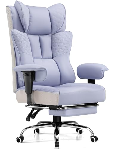 Image of GTPLAYER Big and Tall Office Chair, Wide Ergonomic Gaming Chair with Deluxe Embossing Designed Leather with Foot Rest,150Reclining Adjustable Soft Armrests Pocket Spring Back Support and Pillow