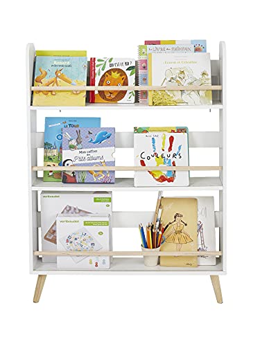 Vertbaudet Schmales Kinderzimmer Bücherregal „Konfetti“ weiß/Natur ONE Size
