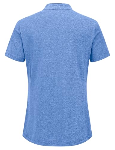 Image of BGOWATU Women's Golf Polo Shirts Short Sleeve Collarless Y-Neck Tennis Tops Quick Dry UPF 50+ Workout Shirt Lightweight