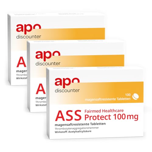 apodiscounter ASS Protect 100 mg magensaftresistente Tabletten (3x 100 Stk) - Acetylsalicylsäure zur Vorbeugung von Herz-Kreislauf-Erkrankungen