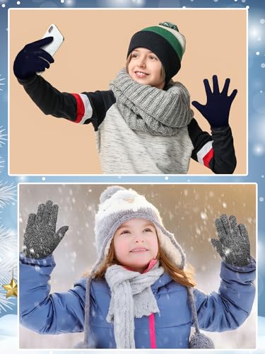 Image of EBOOT 3 Pairs Winter Kids Gloves Warm | Toddler Gloves for Boys Girls Outdoor, Full Finger Fluffy Soft Mittens for 1-11 Years Children, Multiple Colors