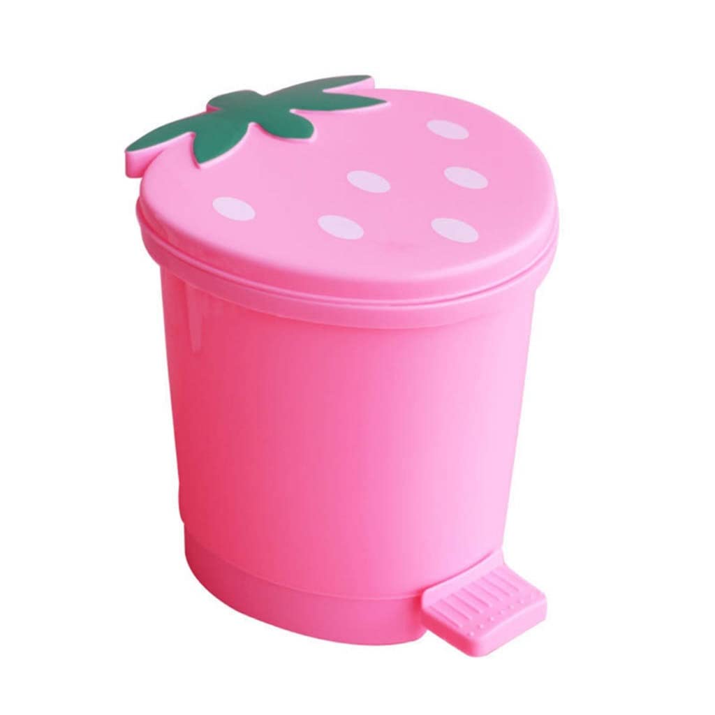 Mini Trash Can with Lid Plastic Trash Basket for Home Bedroom Office Desktop Garbage Storage Box(E,10x10.5x9cm)