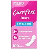 Carefree Panty Liners, Extra Long Liners, Unwrapped, Unscented, 100ct