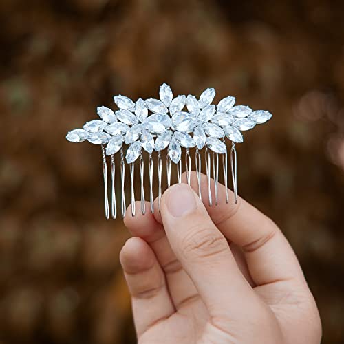 Sooshin Bridal Hair Comb Wedding Hair Accessories For Brides Crystal Wedding Headpiece For Bride And Bridesmaids Rhinestone Hair Accessories For Women And Girls (Silver) #TOP3
