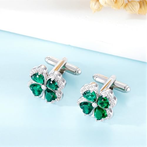 Mancuernillas Trébol de Cuatro Hojas para Hombre Plata 925 miniatura 2