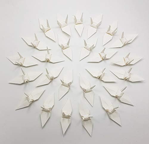Miniatura 7 de 100 grúas de papel de origami, colores marfil, grúas de papel plegadas para bodas, fiestas, cumpleaños, fiestas de niños, telón de fondo, decoración