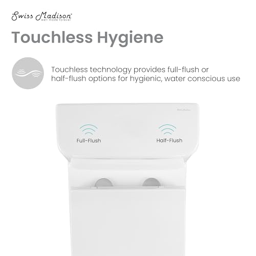Swiss Madison SM-1T264 Carre One-Piece Square Toilet Dual-Flush 1.1/1.6 Gpf, Touchless White thumb #5