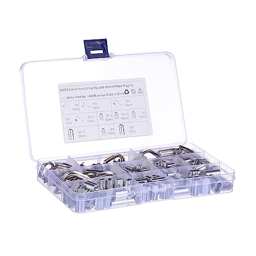 STOBAZA 240pcs Stainless Steel Wire Rope Loop Crimp Sleeves Double Oval Connector for Deck Railings Sweetheart Ring Parts