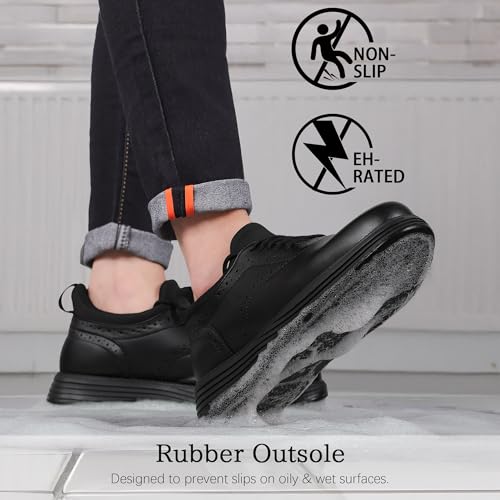 Non Slip Work Shoes for Mens Slip On Sneakers Waterproof Casual Air Cushion Footwear Slip Resistant Classic Walking Dress Shoes Black2