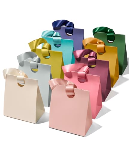Vitalizart Paper Gift Bags With Ribbon Handles Mini Assorted Bulk Pack