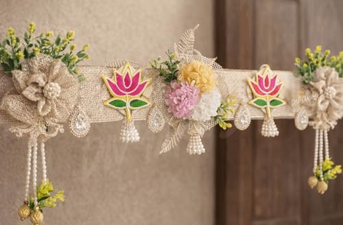 Image of Divyakosh Artificial Flower Toran for Main Door Entrance | 3 FT | Decorative Bandanwar for Home Entrance, Mandir & Pooja Room | Diwali, Wedding & Festival Decor