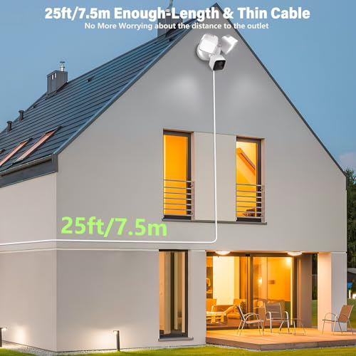 Image of 25ft Power Cable and Plug-in Mount for Floodlight Cams Compatible with Floodlight Cam Wired Pro /Plus, Blink Wired Floodlight Camera, Electrical Box with Weatherproof Cable -(2in1 Mount and Cord Set)