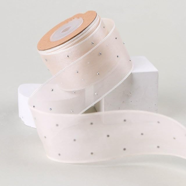 Cinta de Organza nacarada de 20/100 yardas, 40mm, 50mm, con cuentas para lazos para el pelo, Material de costura, embalaje de boda, tul para manualidades DIY