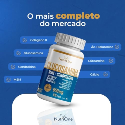 Fórmula Premium 7 Ativos Concentrados Glucosamina, MSM, Condroitina, Curcumina, Colágeno Tipo II, Ác