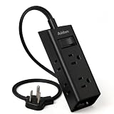 Addtam Flat Plug Power Strip with 6 Outlet Extender, 3 FT Extension Cord Flat Wall Plug with Multiple Outlets, No Surge Protector for Cruise Ship, Travel, Dorm, Home Office, Cruise Essentials, Black