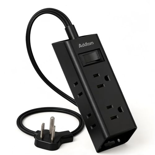 Addtam Flat Plug Power Strip with 6 Outlet Extender, 3 FT Extension Cord Flat Wall Plug with Multiple Outlets, No Surge Protector for Cruise Ship, Travel, Dorm, Home Office, Cruise Essentials, Black