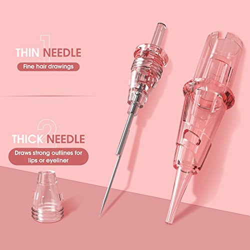 INKIN Tattoo Cartridge Needles - Professional Permanent Makeup SMP Tattoo Needles #12 Standard Round Liner 0.35MM Microblading Hair Scalp for Tattoo Pen Rotary Machine Supply - Thumbnail 4