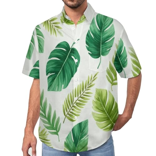 Chemise Hawaïenne Homme anti-plis pour voyager léger, vêtement d'été plantes tropicales chic