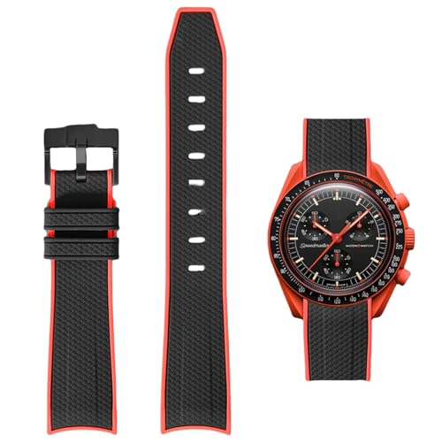 Boache Bands for Moonswatch Watch Quick Release Silicone Rubber Curved End No Gap Watch Band for Omega X Swatch Moonswatch Speedmaster Watch 20mm Straps Bracelet Replacement Strap for Men Women