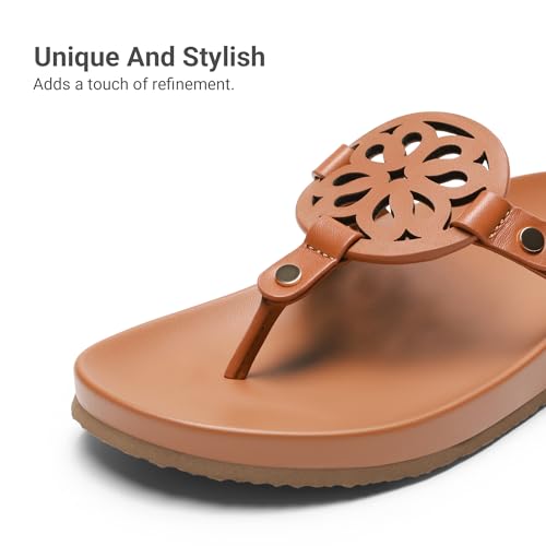 DREAM PAIRS DREAM PAIRS Platform Flip Flops for Women Arch Support Soft Cushion Comfortable Dressy Thong Sandals Slippers for Summer Vacation Walking,Size 11,Brown,SDFF26002W