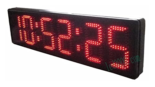 Cronómetro LED para gimnasio, doble cara, semiexterior, caracteres rojos de 8 pulgadas, horas, minutos y segundos (HST6-8R) miniatura 3