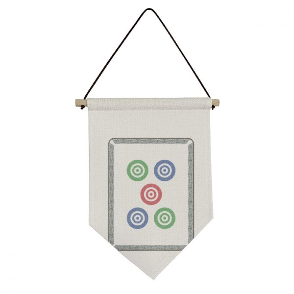 Mahjong drapeau en toile cercles à pois 5 carreaux pour décoration murale