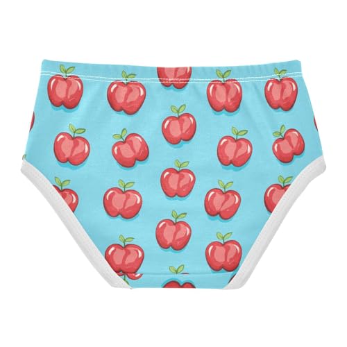 ZZKKO Red Fruit Blue Background Girls Underwear Toddler Panties for Girls Comfort Brief Size 8Y2